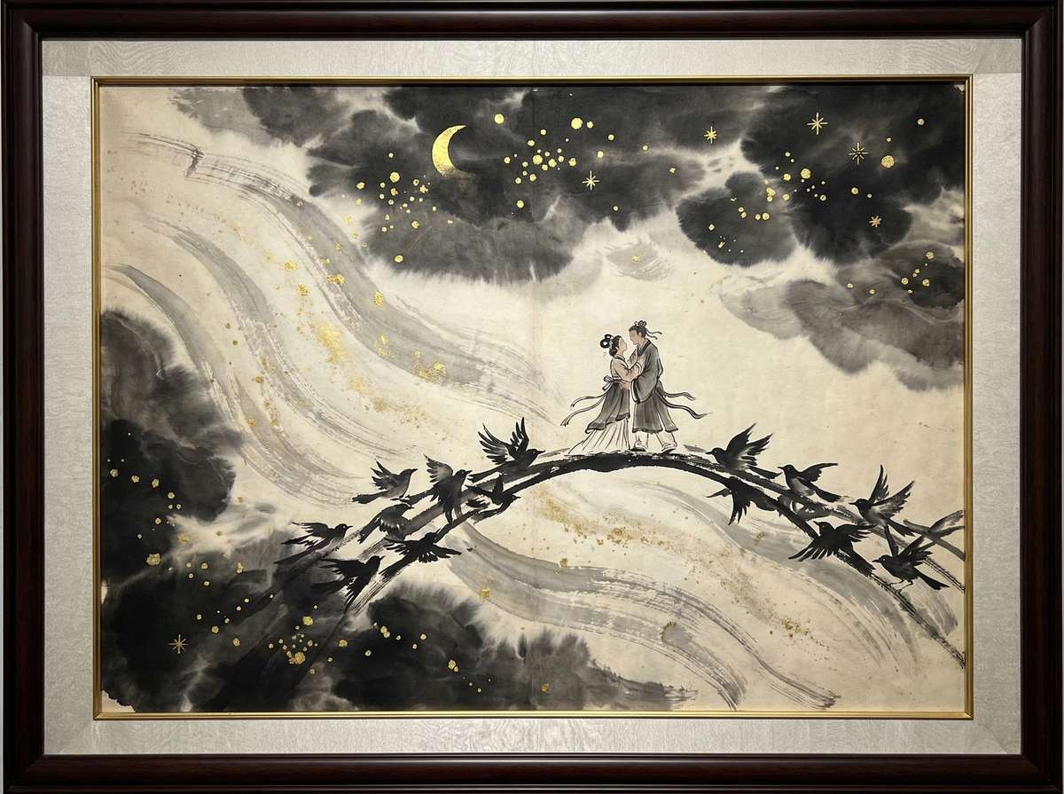 牛郎织女鹊桥相会 - 南宫体育 星官神话插画